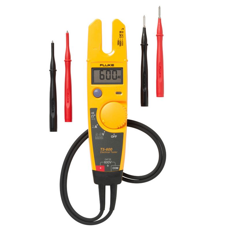 Fluke T5-600 600V Voltage, Continuity and Current Electrical Tester with OpenJaw? Current